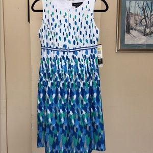 Blue/white print sleevless cotton dress.